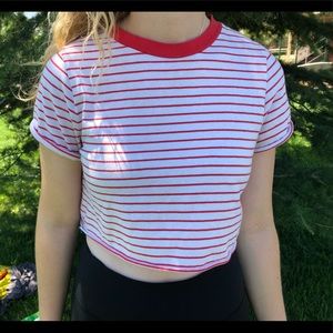 Red & white Striped Crop top